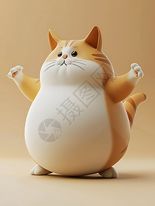可爱胖猫的立体插画图片