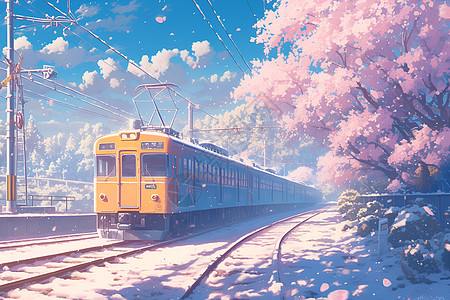 春之列车的旅程插画
