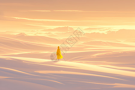 夕阳下的黄色伞图片