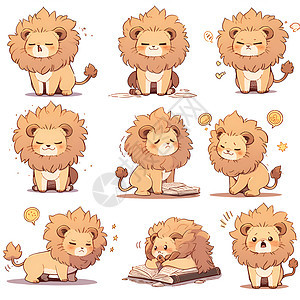 可爱狮子的卡通表情图片