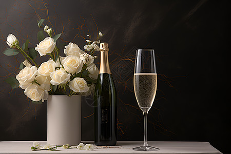 盛放香槟玫瑰的艺术高清图片