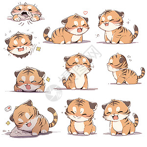松鼠表情包可爱的小老虎插画