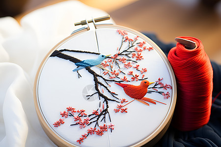 传统刺绣艺术背景图片