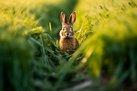 田野中的一个野兔图片