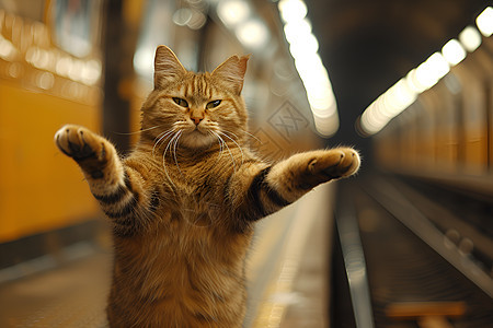 挥动手臂的猫咪图片