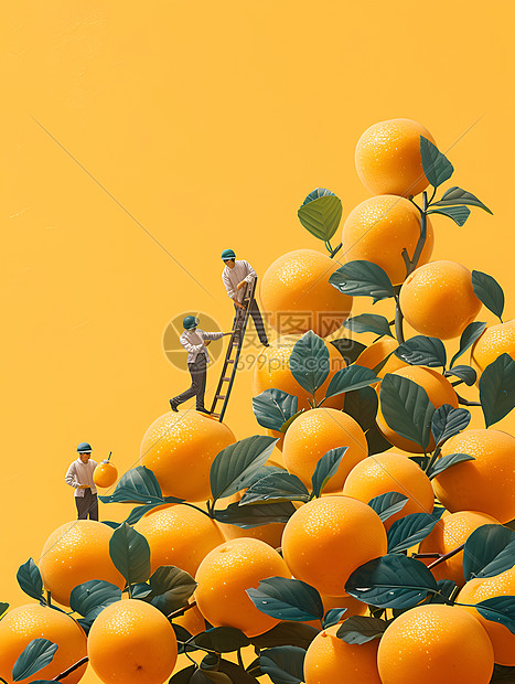 一堆金黄的橙子图片