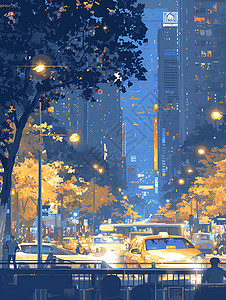 夜晚城市的街道图片
