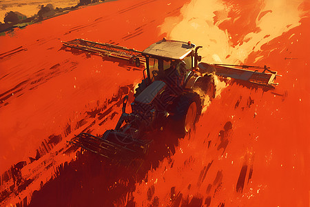 农田中的农民和机器图片