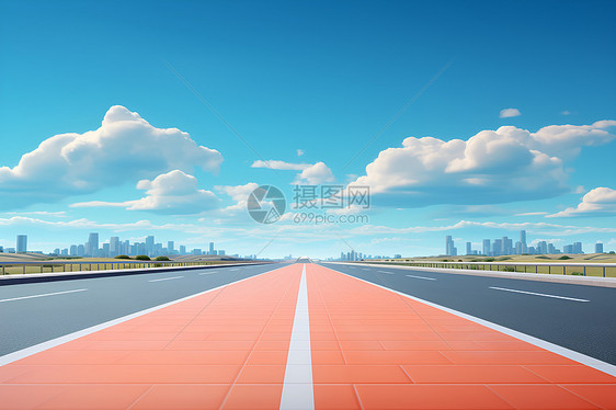 蓝天下的公路图片