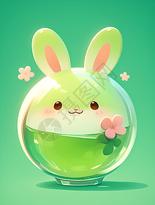绿色背景前的兔子背景图片
