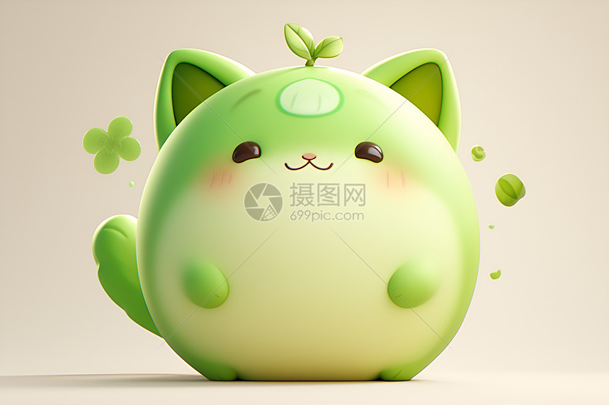 绿色招财猫图片