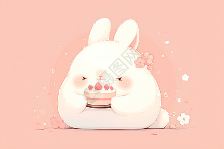 可爱的兔子与蛋糕图片