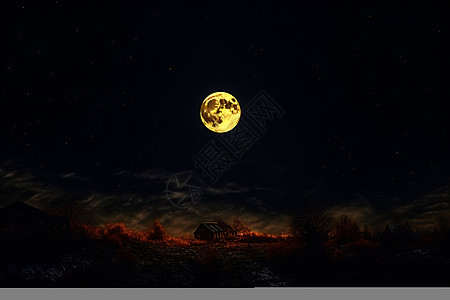夜晚的满月图片