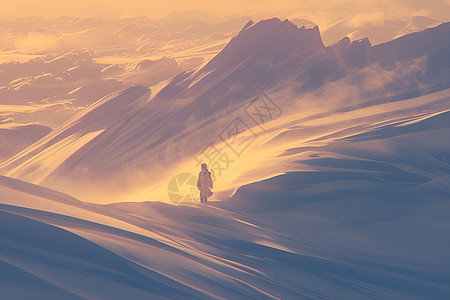 黄光中的极地探险者图片