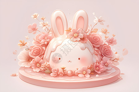 粉色的蛋糕兔子图片