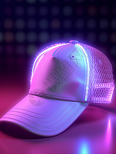 紫色帽子霓虹光下的白帽子设计图片