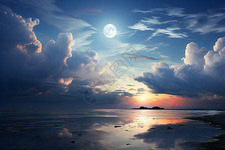 月光倒映在海洋上图片