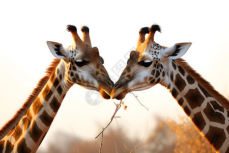 两只长颈鹿图片