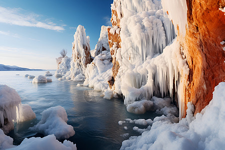 冰河下的岩石图片