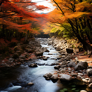 林间的溪流背景图片