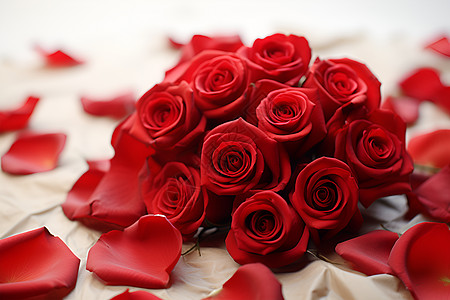 浪漫红玫瑰花束背景图片
