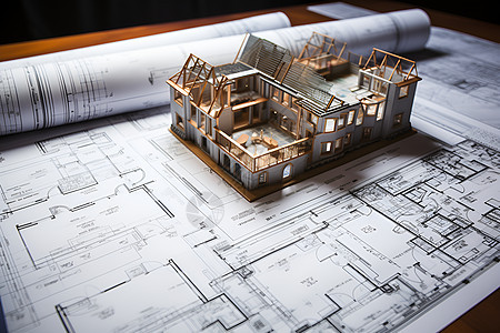 蓝图上的房子模型图片