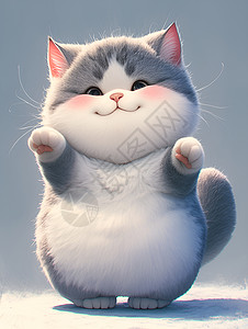 微笑的灰猫动物灰调高清图片