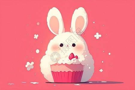 蛋糕与可爱兔子图片