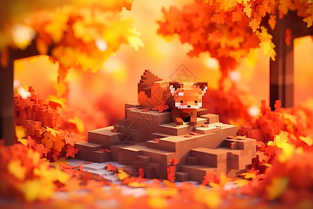 秋叶丛林中的狐狸背景图片