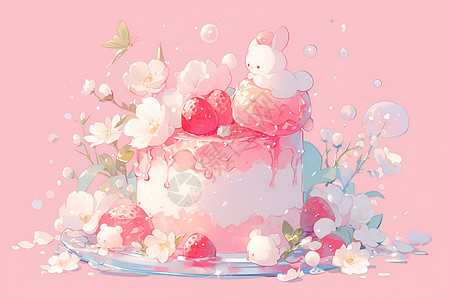 甜美的粉色蛋糕图片