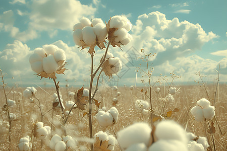 成熟的棉花农田图片