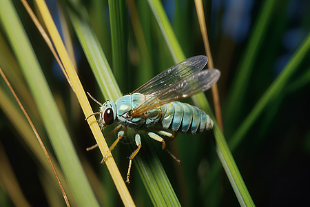 昆虫徜徉在绿叶间图片