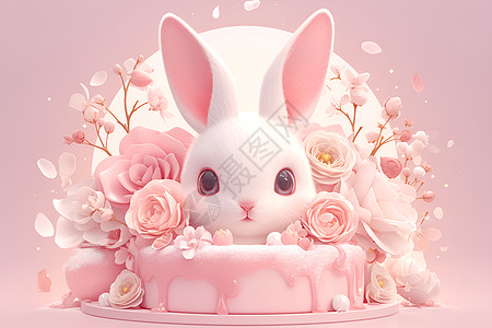 粉色兔子蛋糕图片