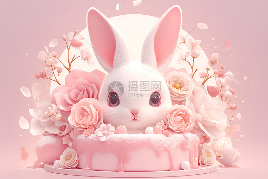 粉色兔子蛋糕图片