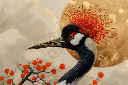 华丽的红冠鹤图片