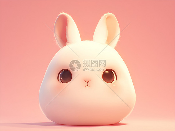 梦幻白兔与粉色背景图片