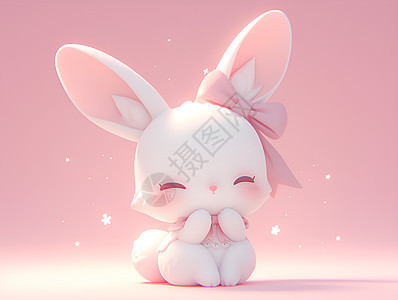 梦幻幼兔与粉色背景图片