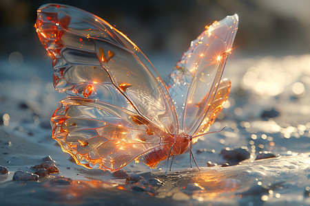 水中的发光蝴蝶图片