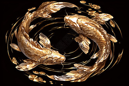 水里游弋的金色锦鲤图片