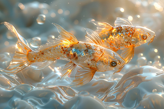 水里闪亮的金鱼图片
