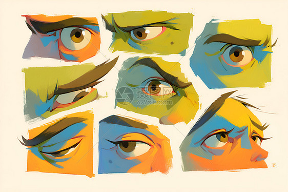 绘画的眼睛插画图片