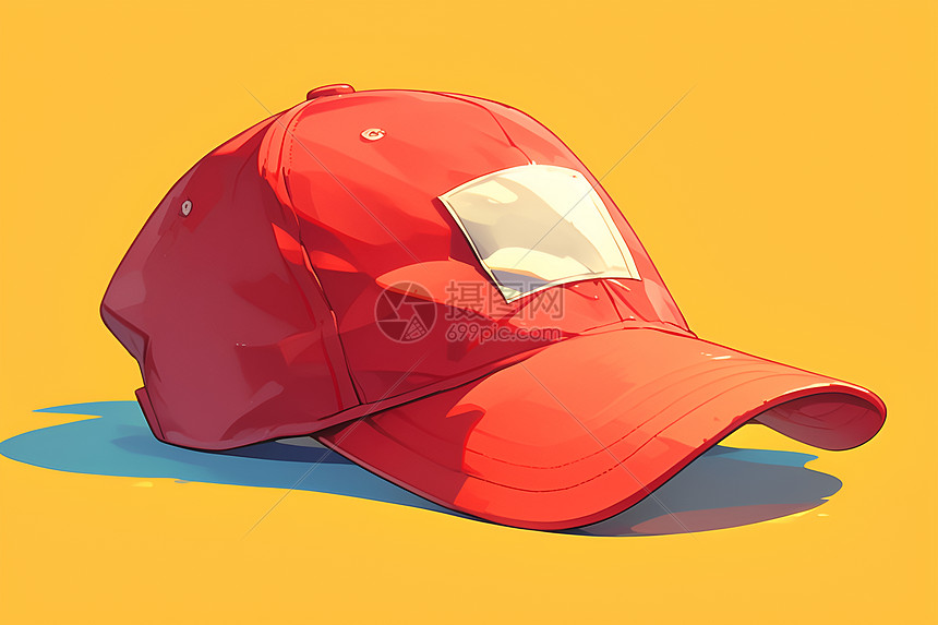 红色棒球帽的抽象风格照片图片