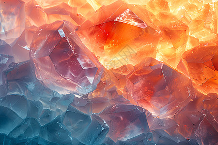 冰火交织的抽象立体玻璃壁纸图片