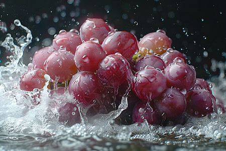 水中飞溅的葡萄图片