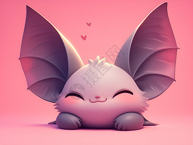 粉色梦幻小蝙蝠图片