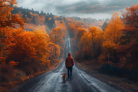 乡间小路上的人背景