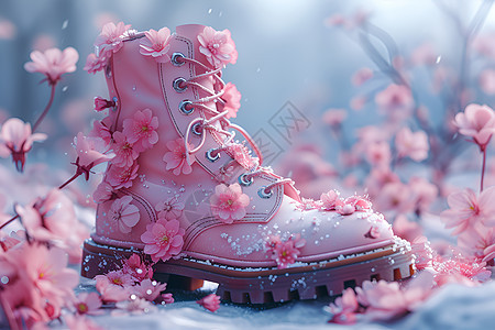 梅花粉靴子图片