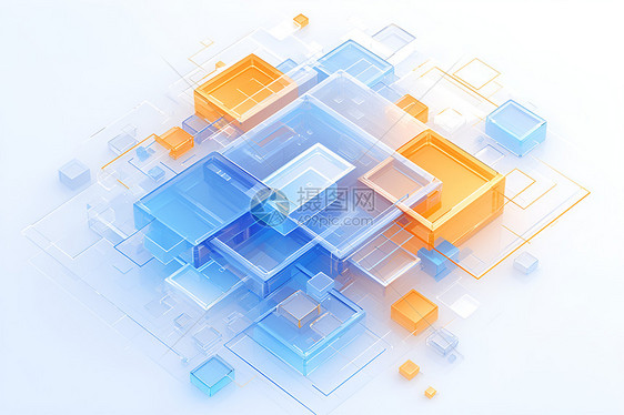 抽象的蓝橙方块图片