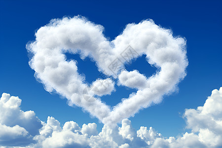 心形云素材天空中漂浮着一个心形云朵背景