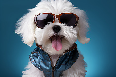 酷炫的小狗戴着墨镜图片